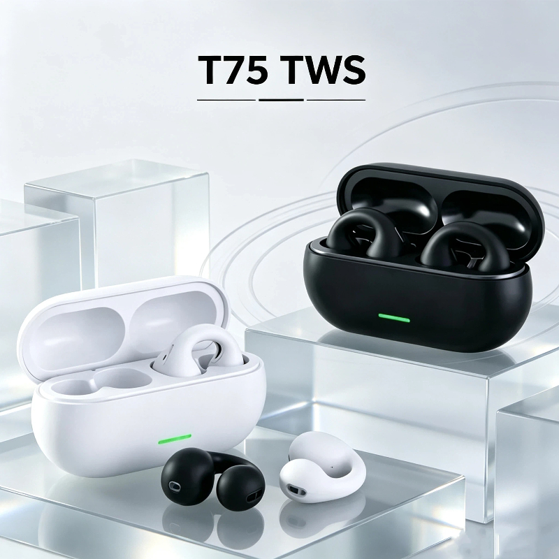 Contact Pickup Mic - T75 Bluetooth headset 5.3 wireless bone
