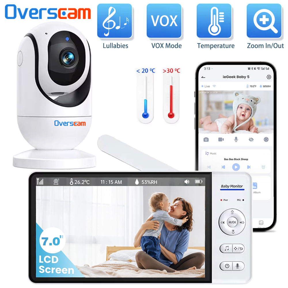 7.0 Inch Screen Baby Monitor 5 - đánh giá và giá Audio Detect Music